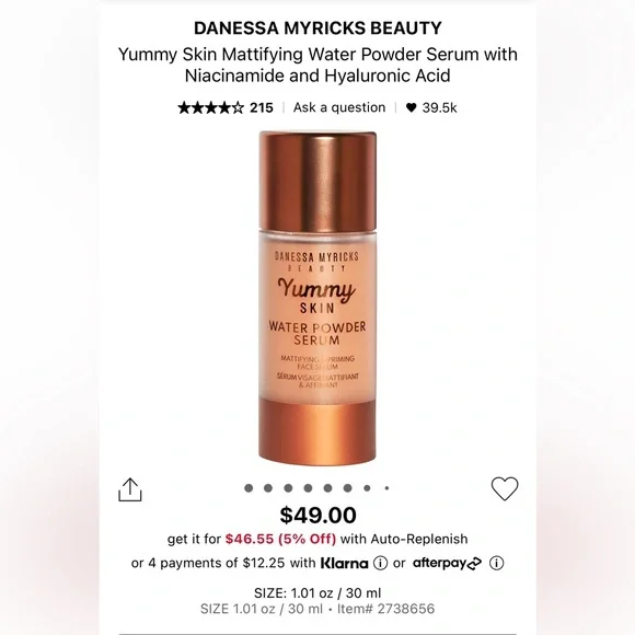 🌟SOLD🌟DANESSA MYRICKS BEAUTY Yummy Skin Water Powder Serum 8 mL - Picture 2 of 10